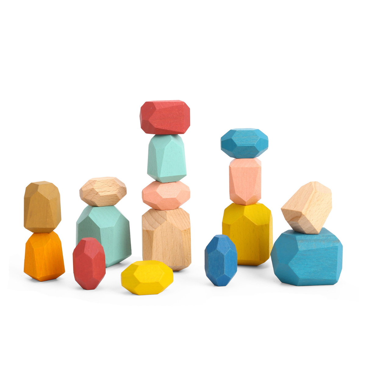 Tooky Toy Wooden Stacking Stone Blocks