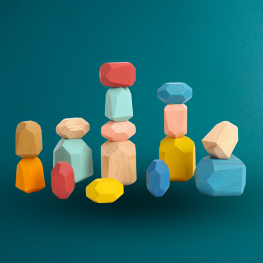 Tooky Toy Wooden Stacking Stone Blocks