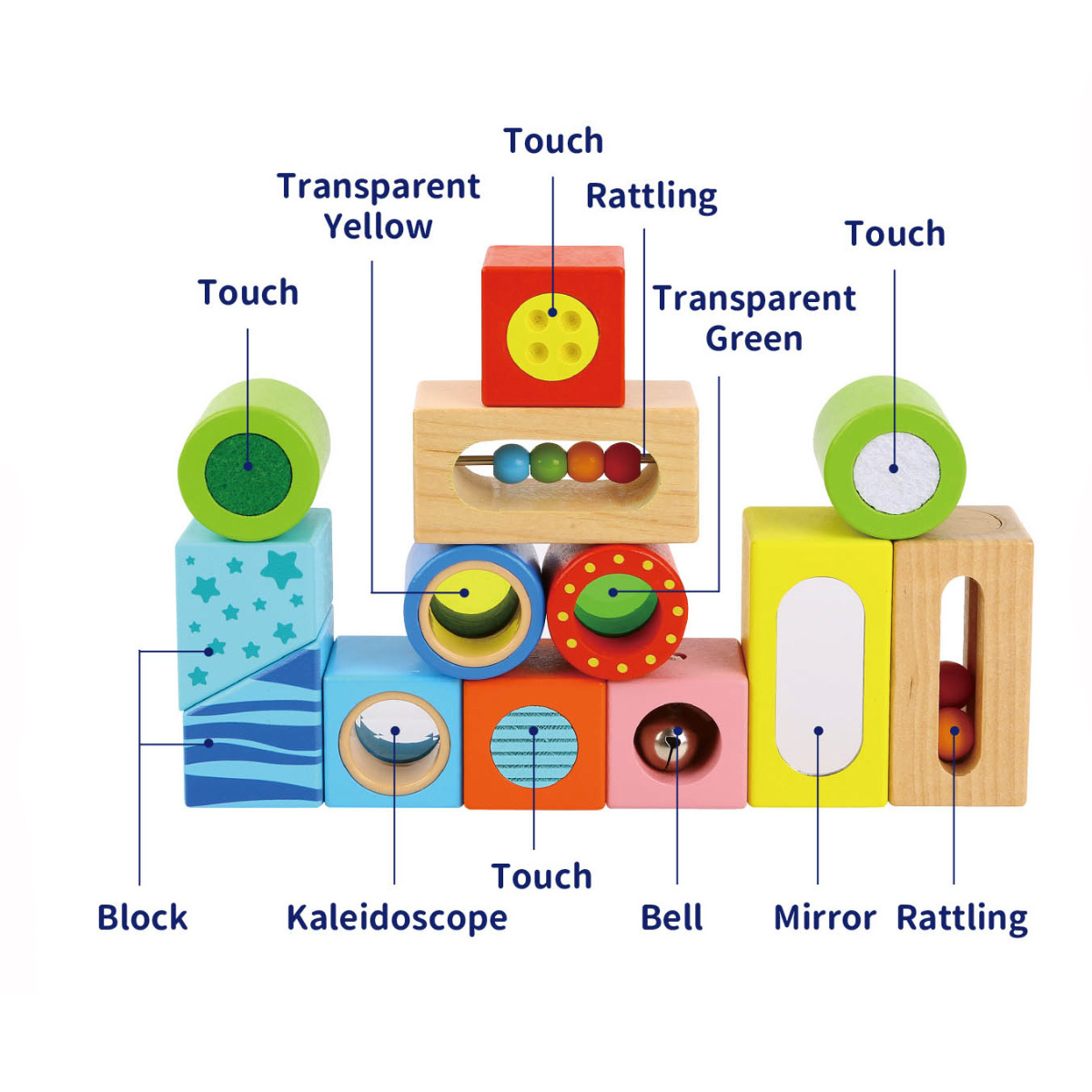 Tooky Toy Multifunction Blocks with Texture + Sound