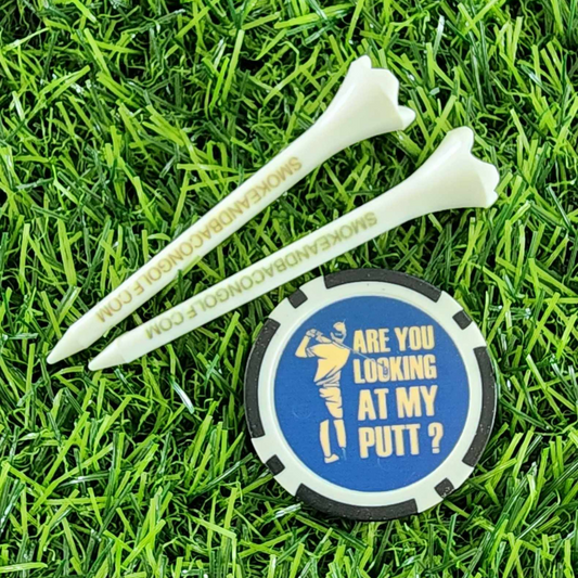 Smoke + Bacon Poker Chip Golf Markers + Tees Set