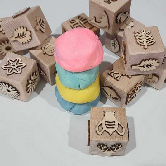 The GF Dough Co Wooden Montessori Dough Stamps