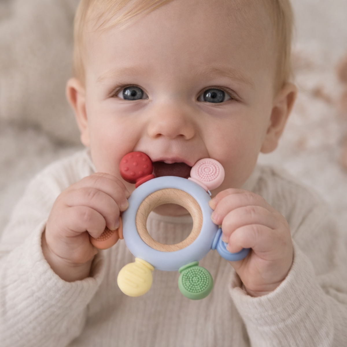 Koala Dream Wooden and Silicone Sensory Teether Ring