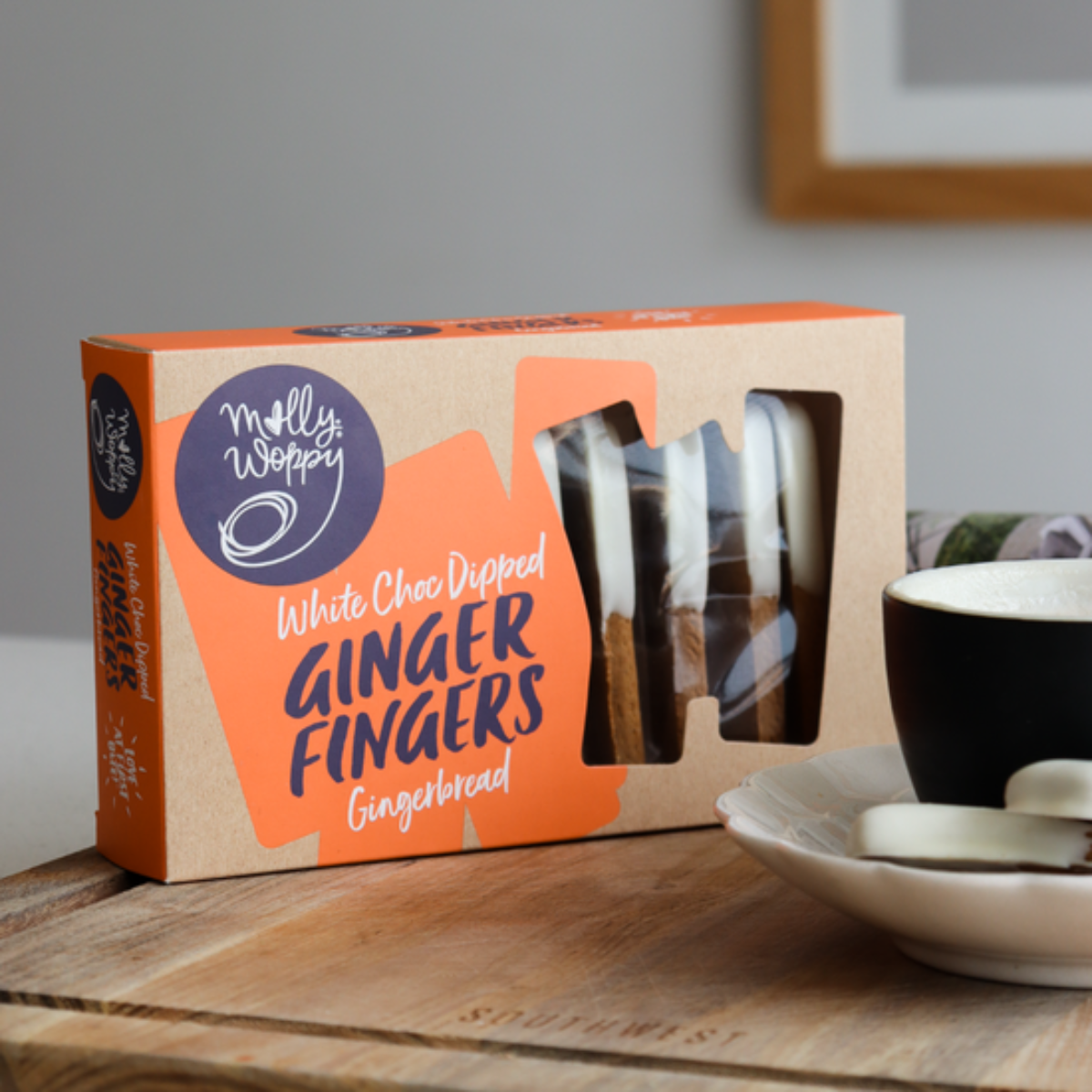 Molly Woppy Artisan Gingerbread White Chocolate Dipped Ginger Fingers