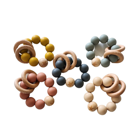 Wooden Star Bead & Silicone teether