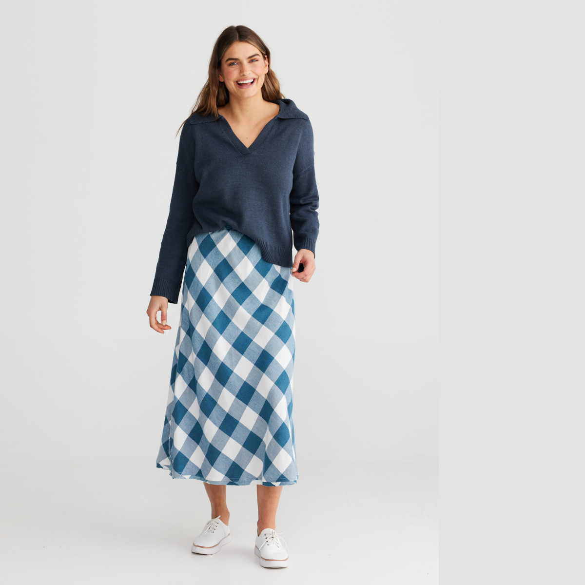 The Sicily Skirt Blue Steel Check