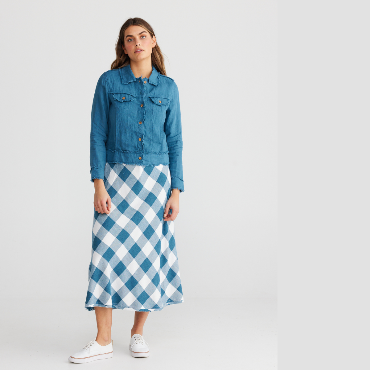 The Sicily Skirt Blue Steel Check