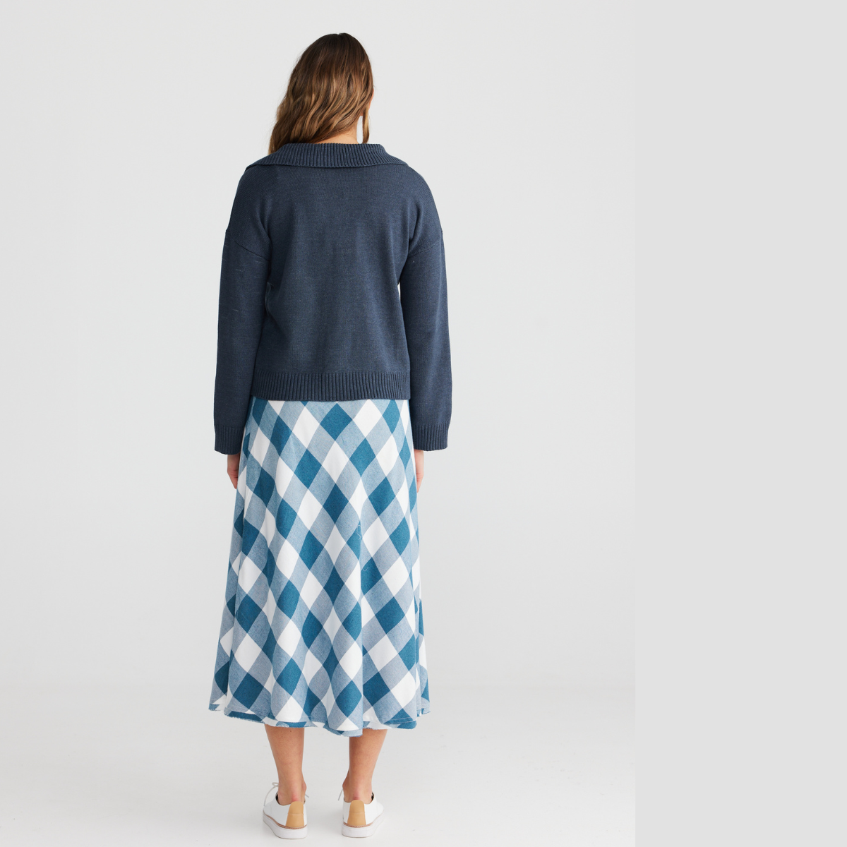 The Sicily Skirt Blue Steel Check