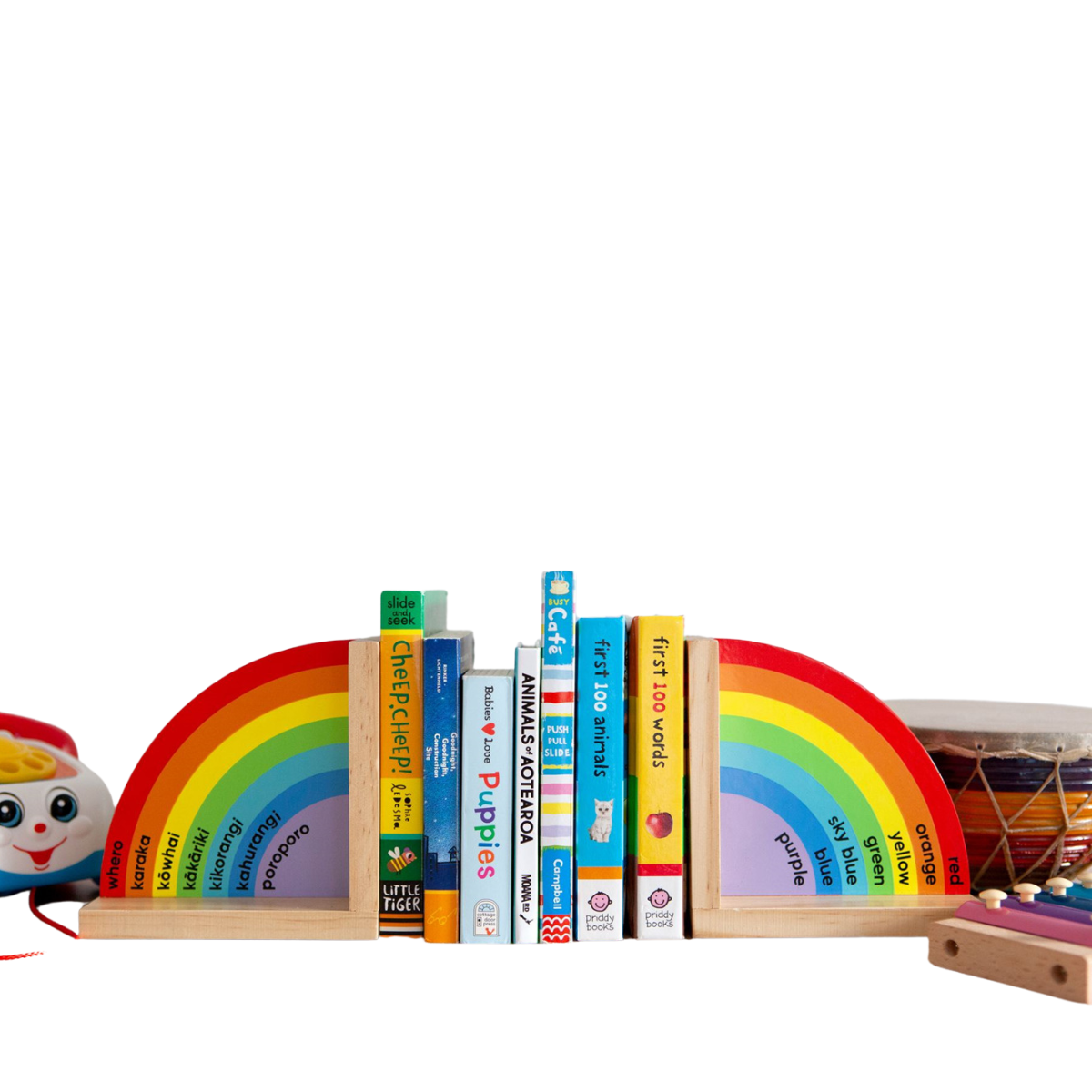 Moana Road Wooden Rainbow Bookends