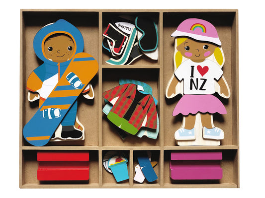 Moana Road Kiwi Kids Magnetic Wooden Dress Up Set
