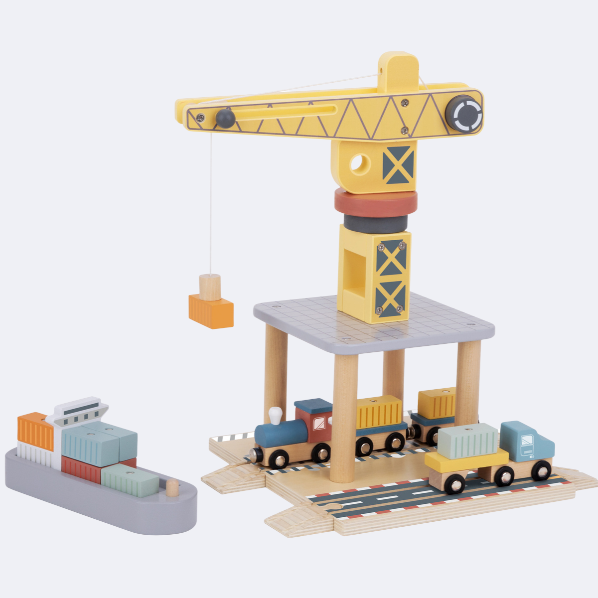 Tooky Toy Port Crane Cargo Set