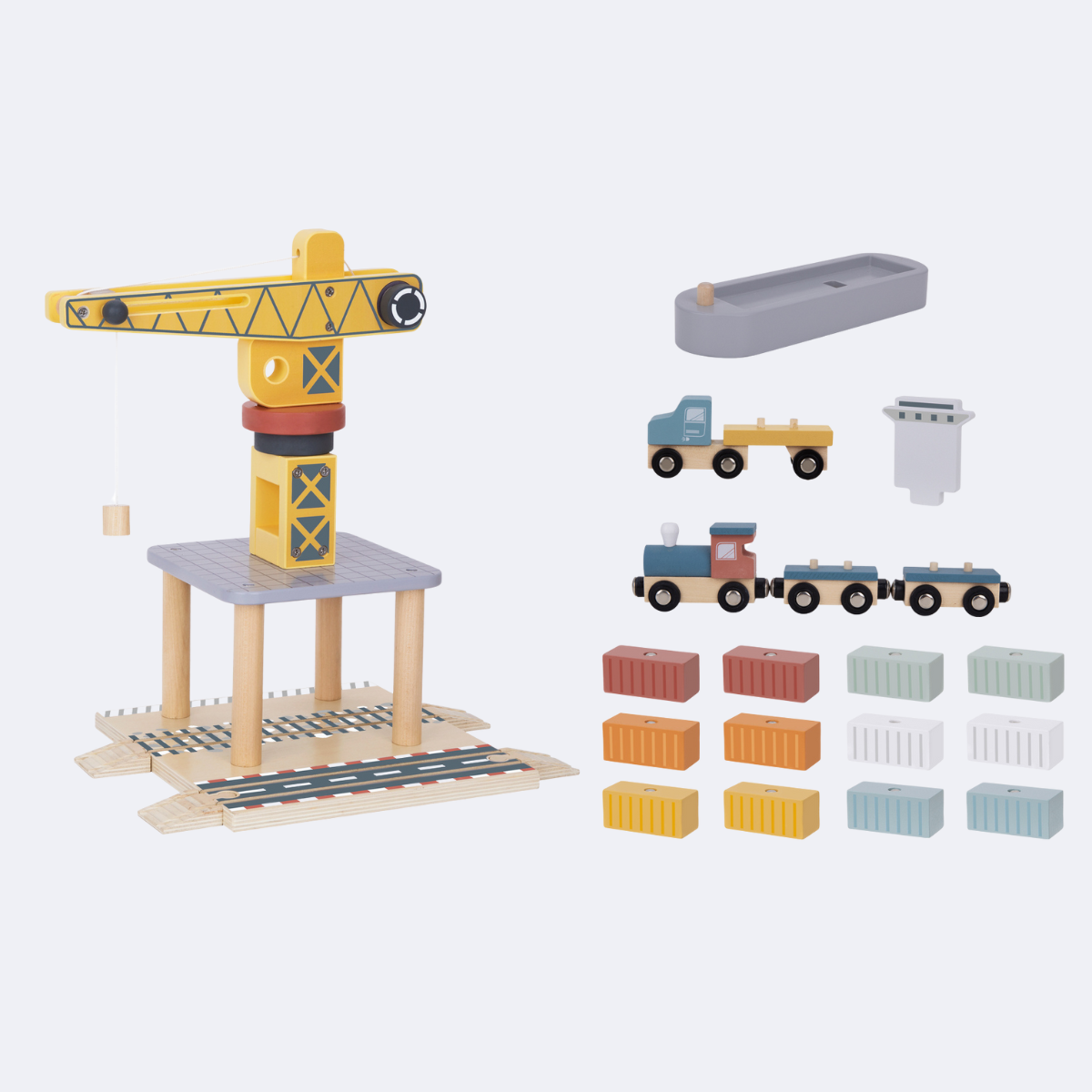 Tooky Toy Port Crane Cargo Set