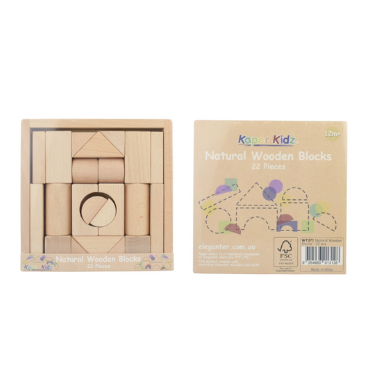 Kaper Kidz Natural Wooden Blocks - 22 pieces