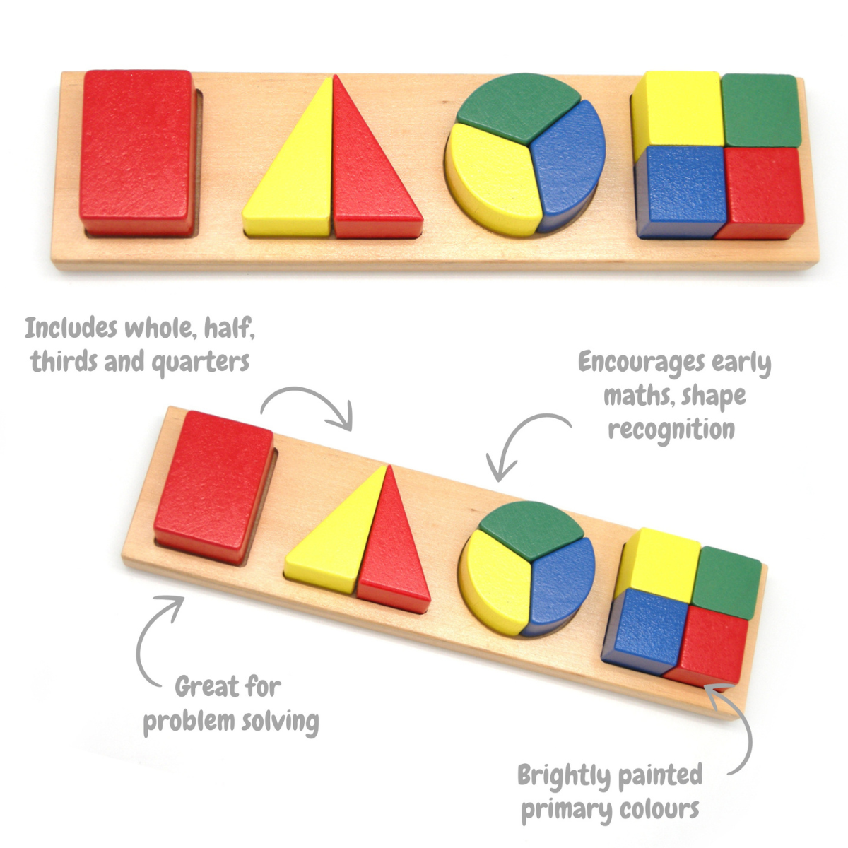 Kaper Kidz Wooden Shape & Fraction Puzzle