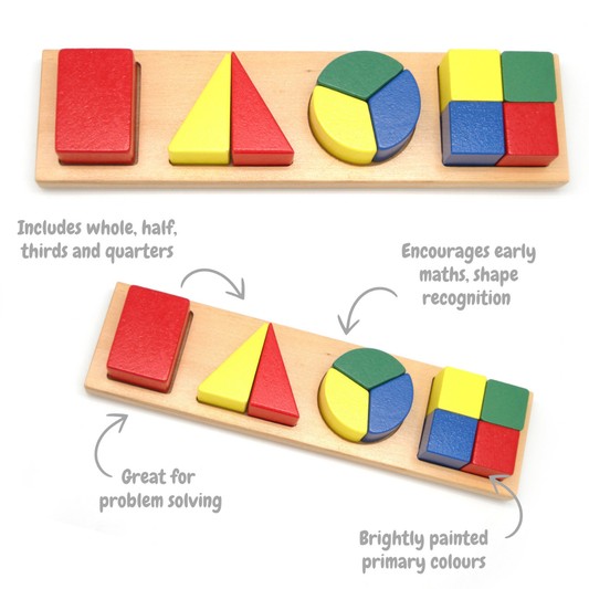 Kaper Kidz Wooden Shape & Fraction Puzzle
