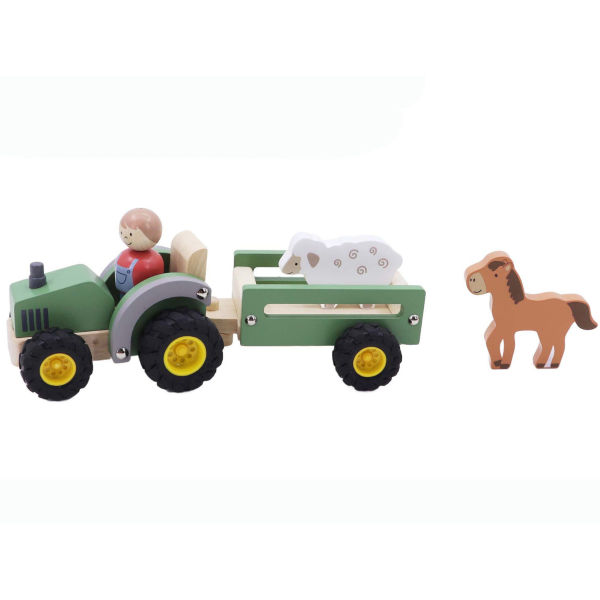 Kaper Kidz Wooden Tractor with Farm Animals