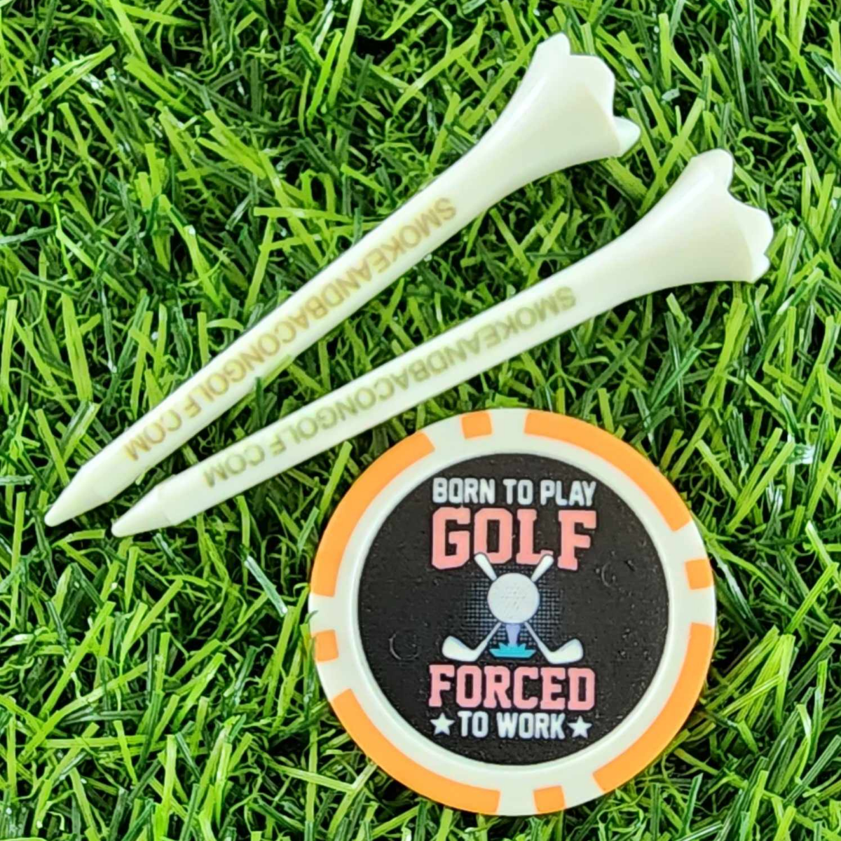 Smoke + Bacon Poker Chip Golf Markers + Tees Set