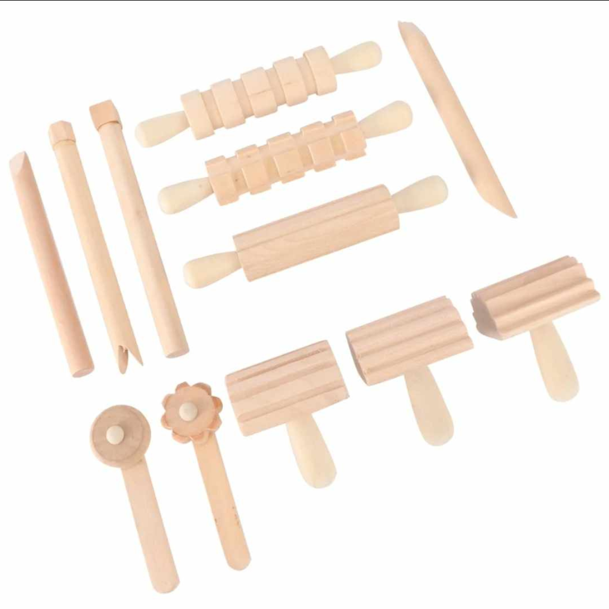 The GF Dough Co Wooden Montessori Rollers and Sculpture Set