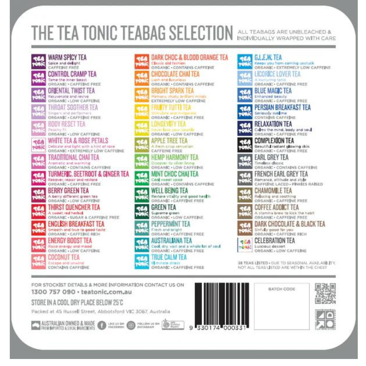 Tea Tonic Mini Tea Chest - Gourmet Tin - Complete Tea Range