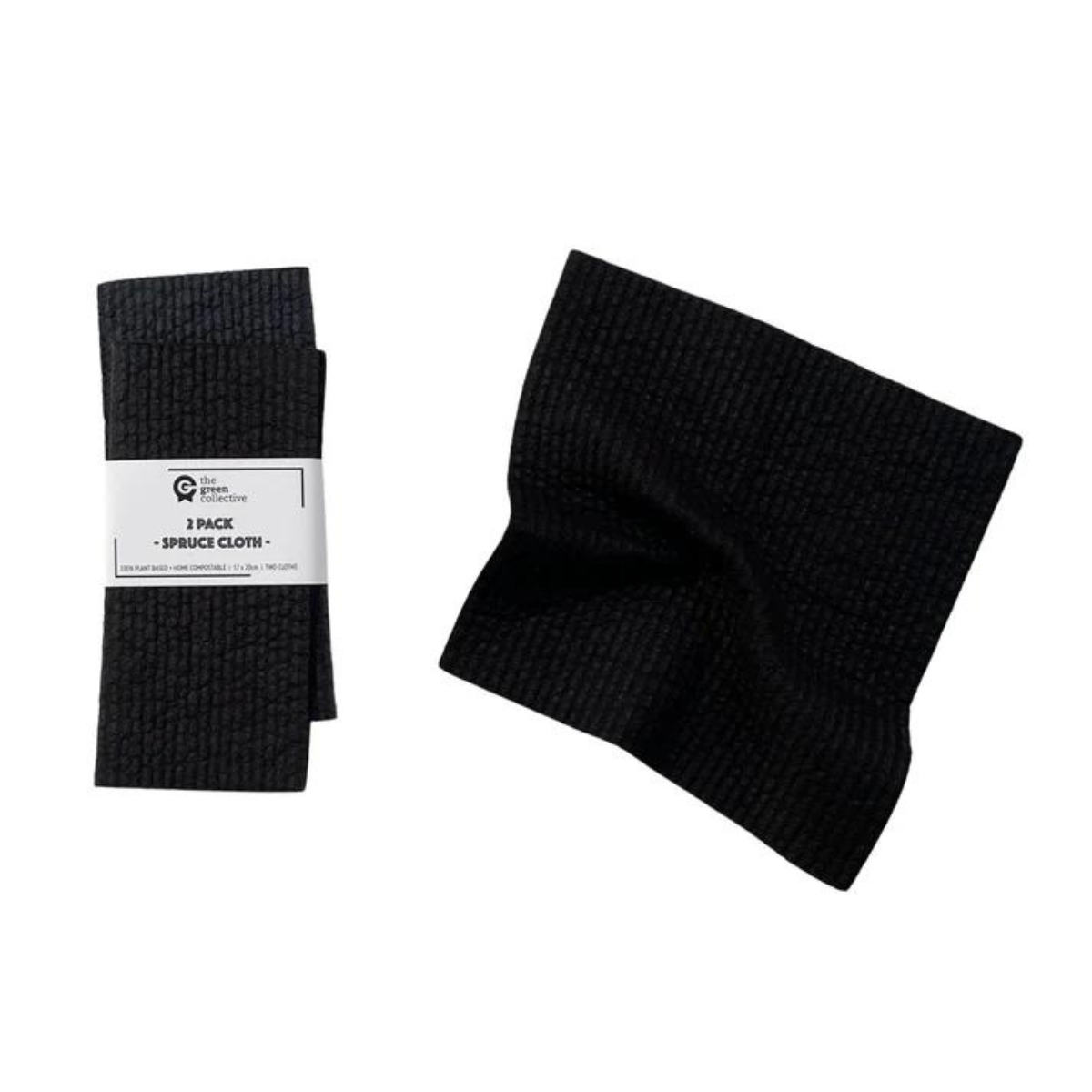 The Green Collective SPRUCE Swedish Black Set of 2 Dishcloths