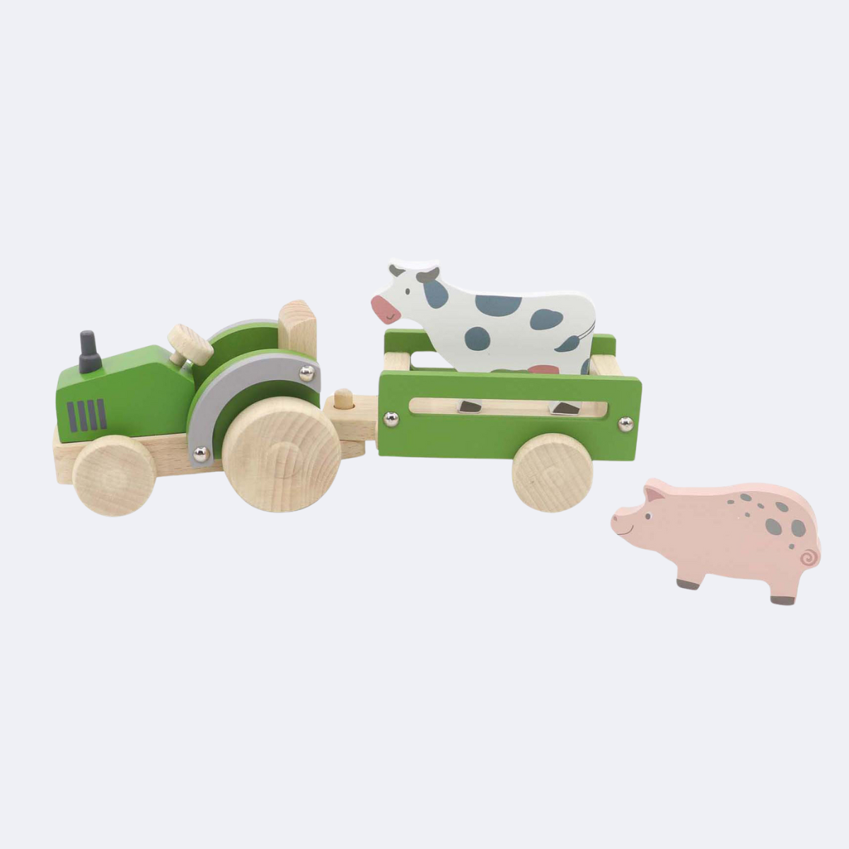 Kaper Kidz Wooden Tractor with Farm Animals