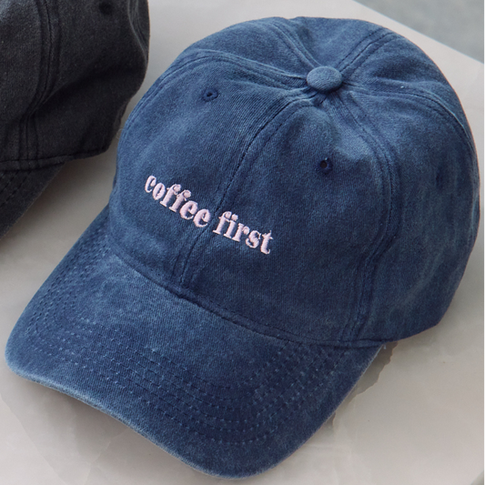 Feather & Noise Coffee First Washed Denim Cap