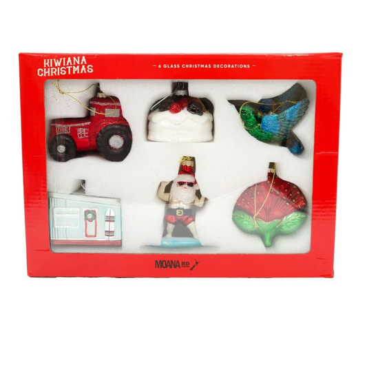 Moana Road Kiwiana Christmas Glass Decoration Set