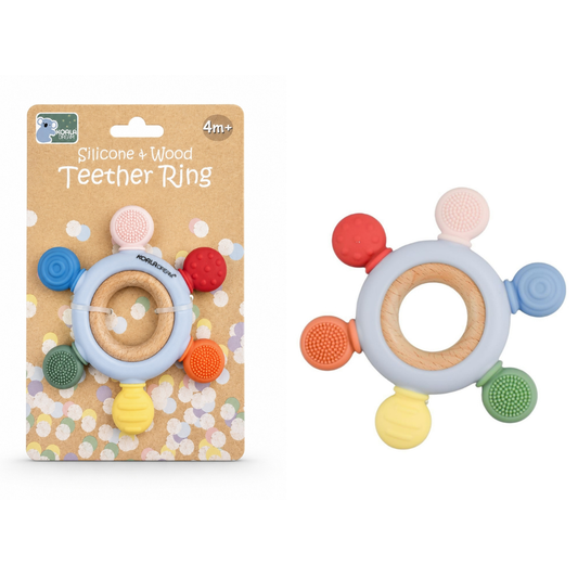 Koala Dream Wooden and Silicone Sensory Teether Ring