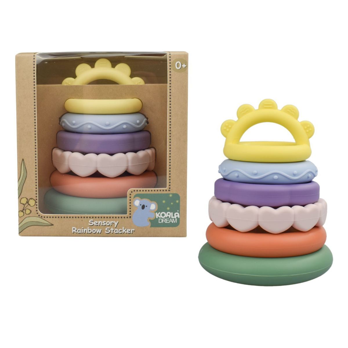 Koala Dream Silicone Sensory Rainbow Stacking Teether