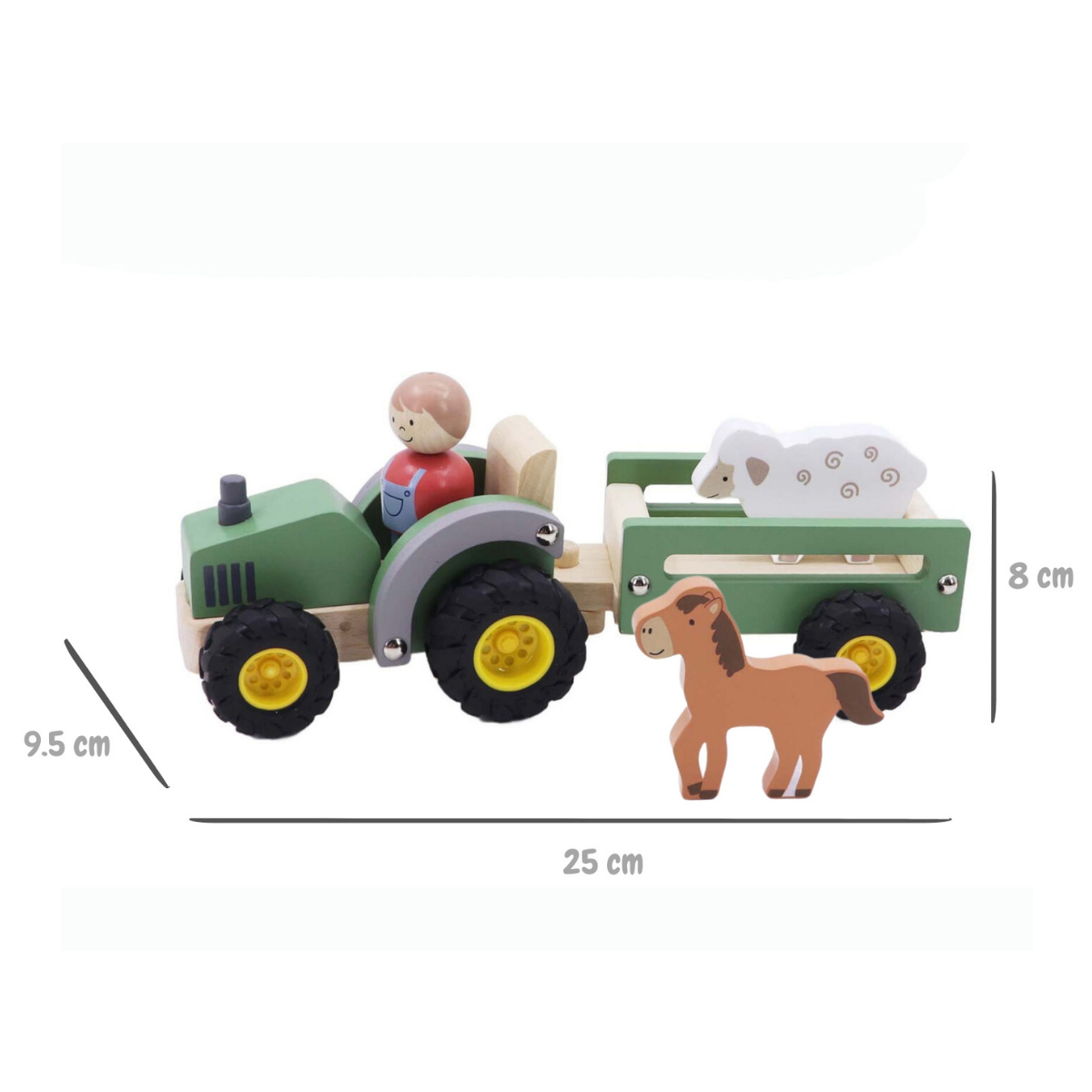 Kaper Kidz Wooden Tractor with Farm Animals
