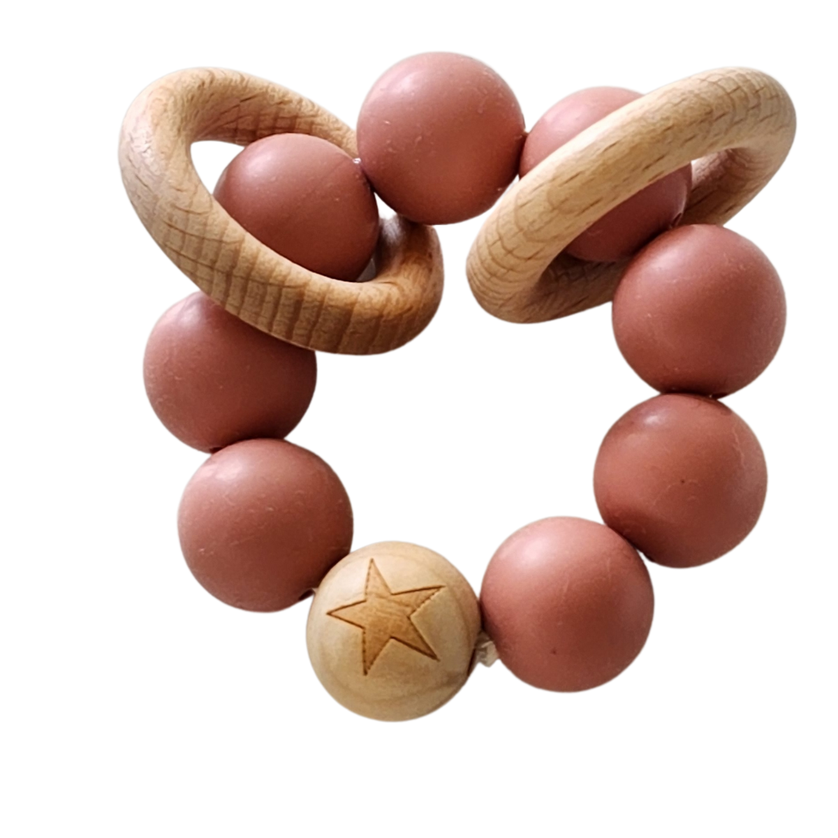 Wooden Star Bead & Silicone teether