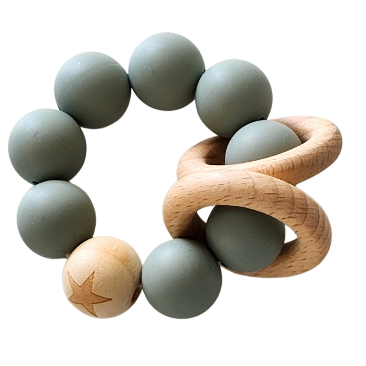 Wooden Star Bead & Silicone teether