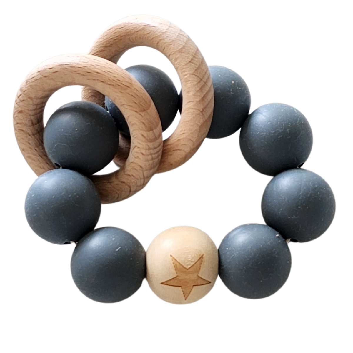 Wooden Star Bead & Silicone teether